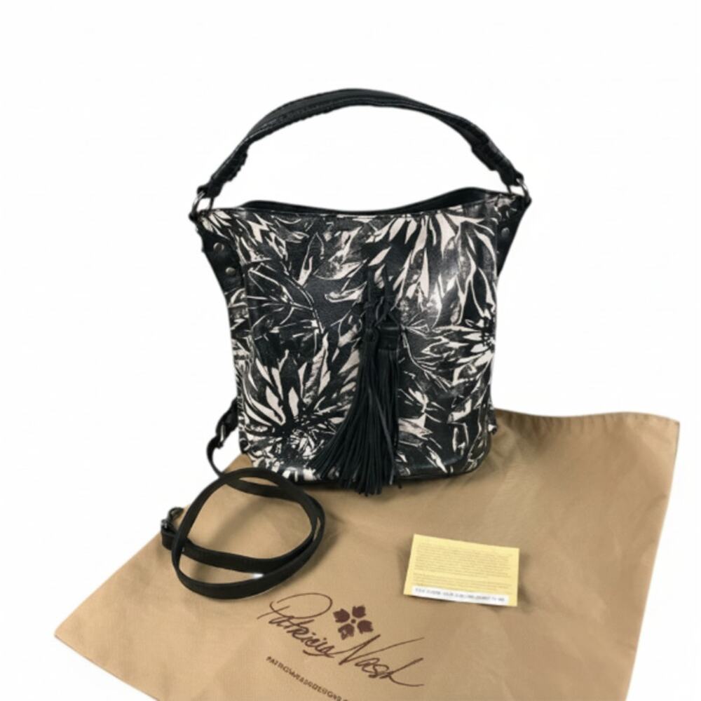 PATRICIA NASH Otavia Leather Bucket Bag Sunflower BLK/WH Classic Timeless NWOT